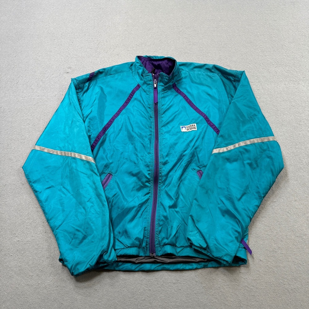 Vintage Sierra Designs Track Jacket Men's Medium Teal Reflective Windbreaker